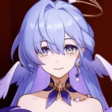 a quality gif of robin from honkai star rail talking delicately