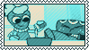 recolored stamp of a gif of sprout cooking with cosmo, stamp is by @pepperspalette on tumblr