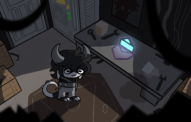 A panel of a Dwarf standing in their lode abode.