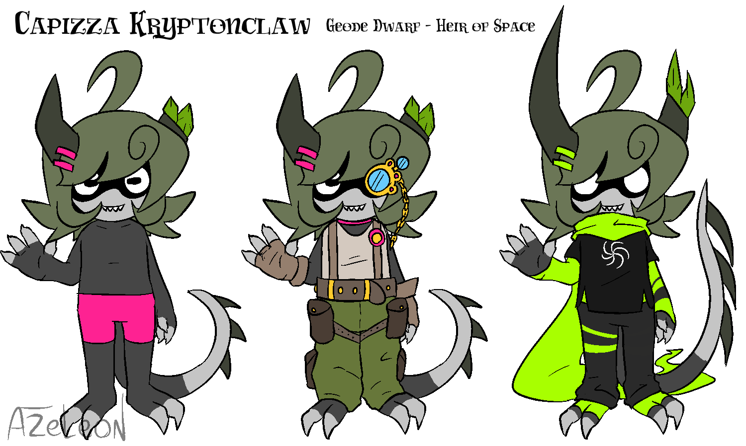A reference sheet of a dwarf character