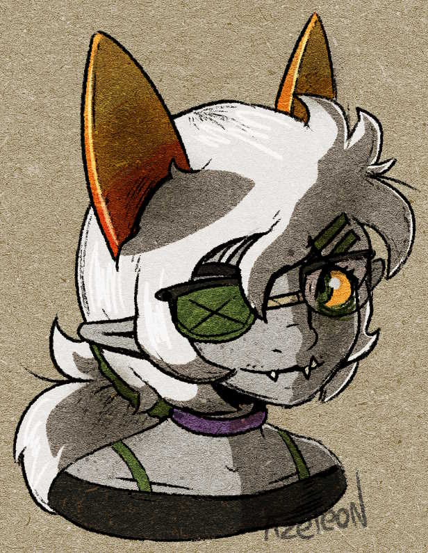 A portrait of a troll with an eyepatch
