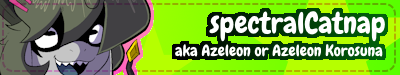 A character banner with the text "Spectral Catnap AKA Azeleon or Azeleon Korosuna"