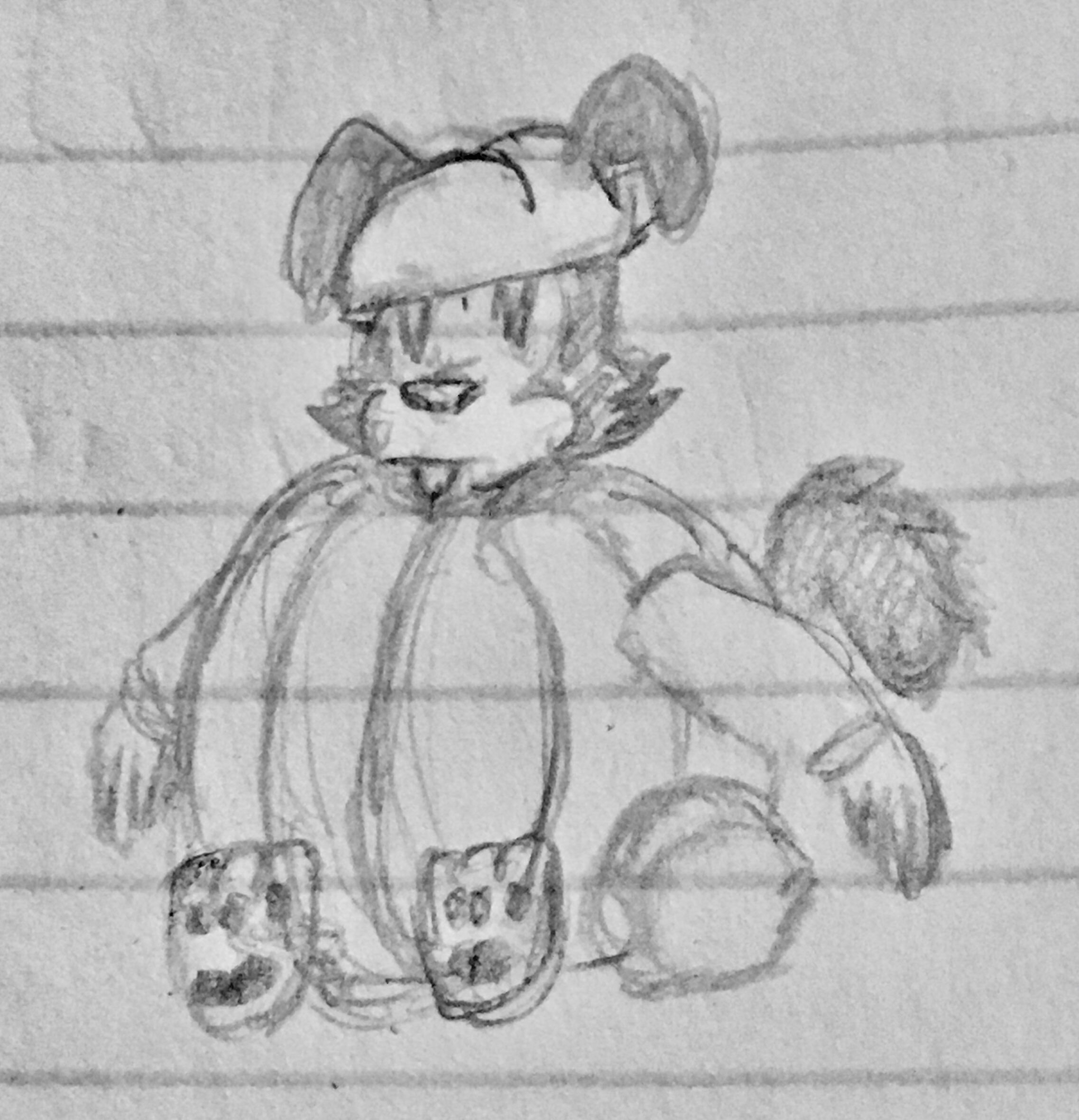 A pencil drawing of Wakko wearing a pumpkin over his whole body.