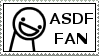 a stamp reading 'asdf fan' with an asdf character to its left