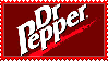 Dark red stamp displaying the vintage Dr Pepper logo