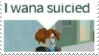 a stamp with a roblox bacon saying 'i wana suicied'