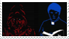 a stamp with the images of the characters from the game Faith:the unholy trinity