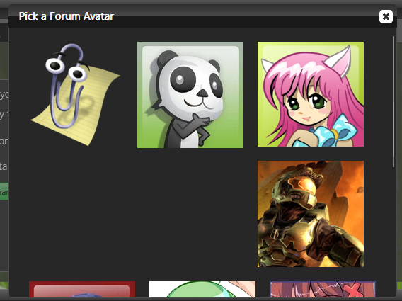 An image of the FAA Avatar selector with two avatars missing