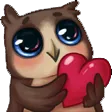 owl holding a heart