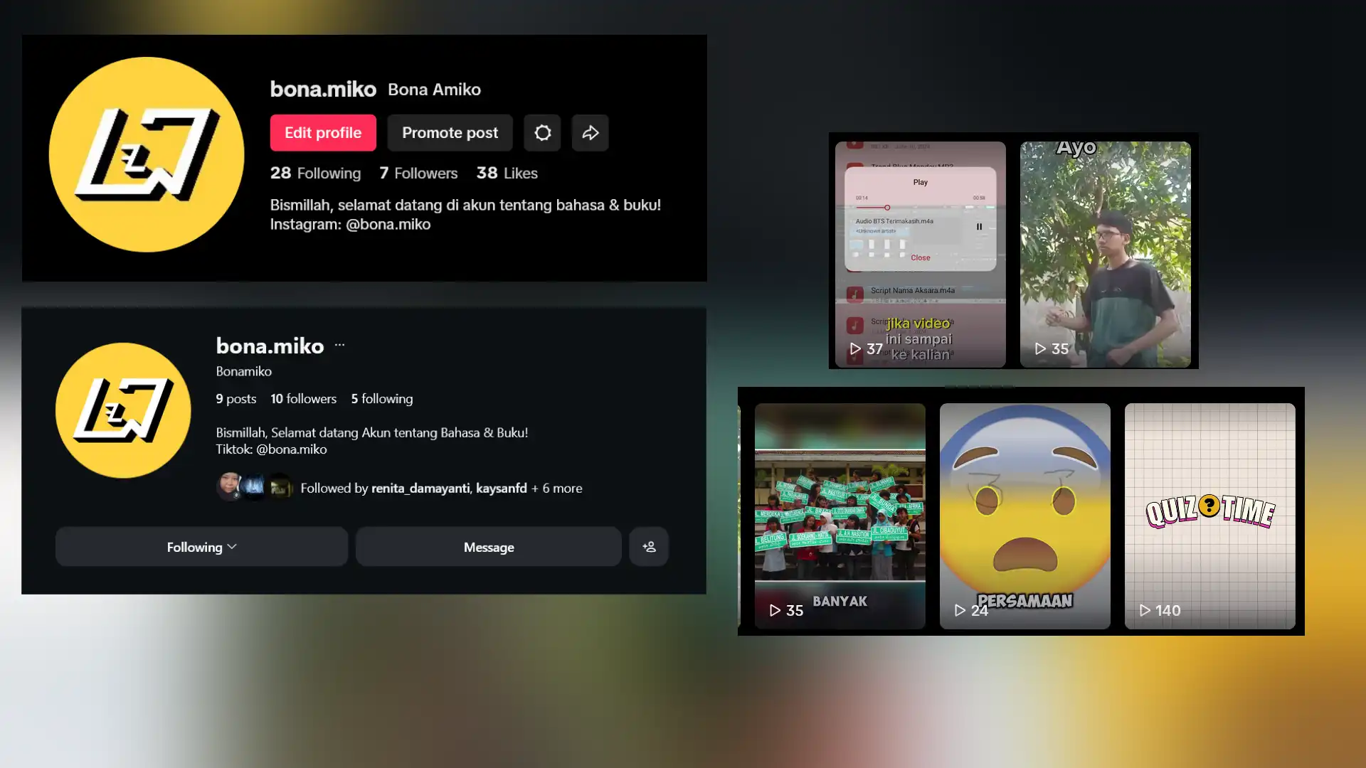 Tiktok dan Instagram Konten Edukasiku