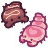 bobbit worms, as a pair of chocolate and strawberry bonbons, by dovalore