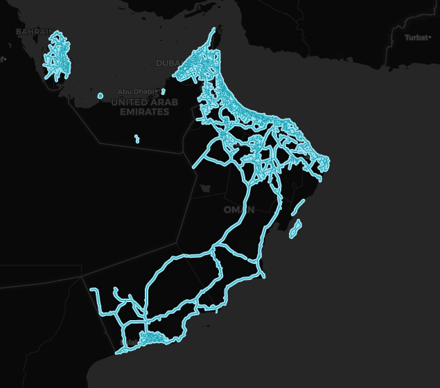 Google Street View Coverage Map of Oman (November 5, 2024)