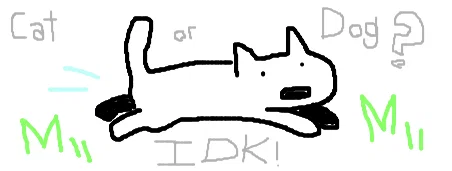 an animal running over grass. Caption: 'Dog or Cat? IDK!'