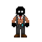 SS14 reference of Casey Gale. They have a pitch-black body with shoulder-length hair, white glasses, and are wearing a peach colored shirt and red tie.