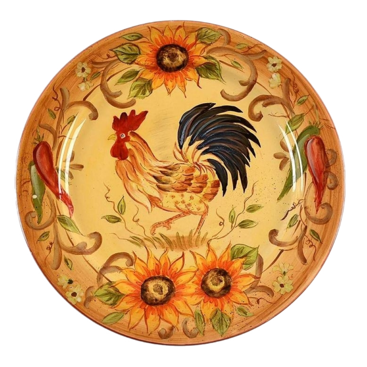 plate with a rooster