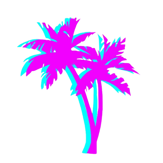 pink and blue palm tree graphic