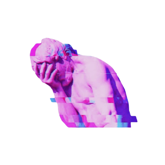 neon glitchy statue