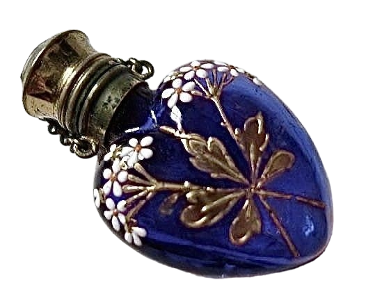 blue and silver perfume bottle