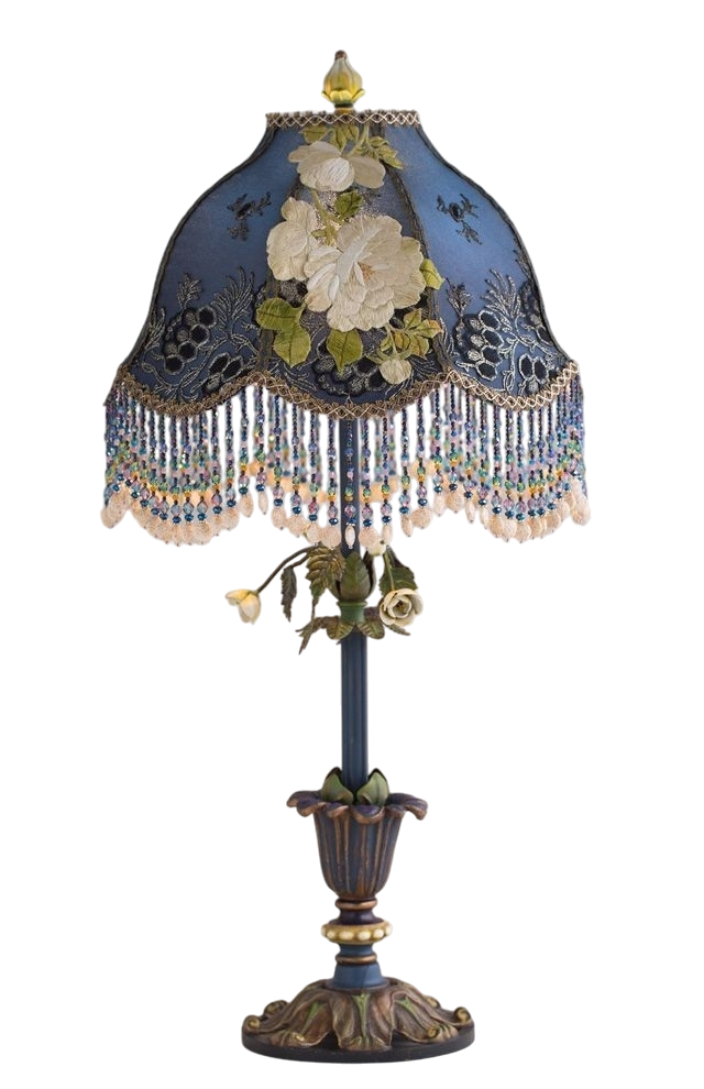 blue flowery lamp