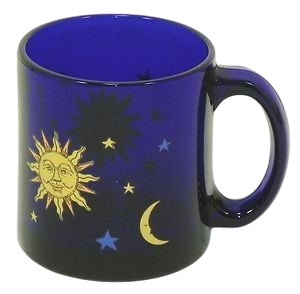 blue glass mug