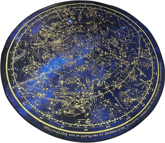 shiny blue and gold constellation chart
