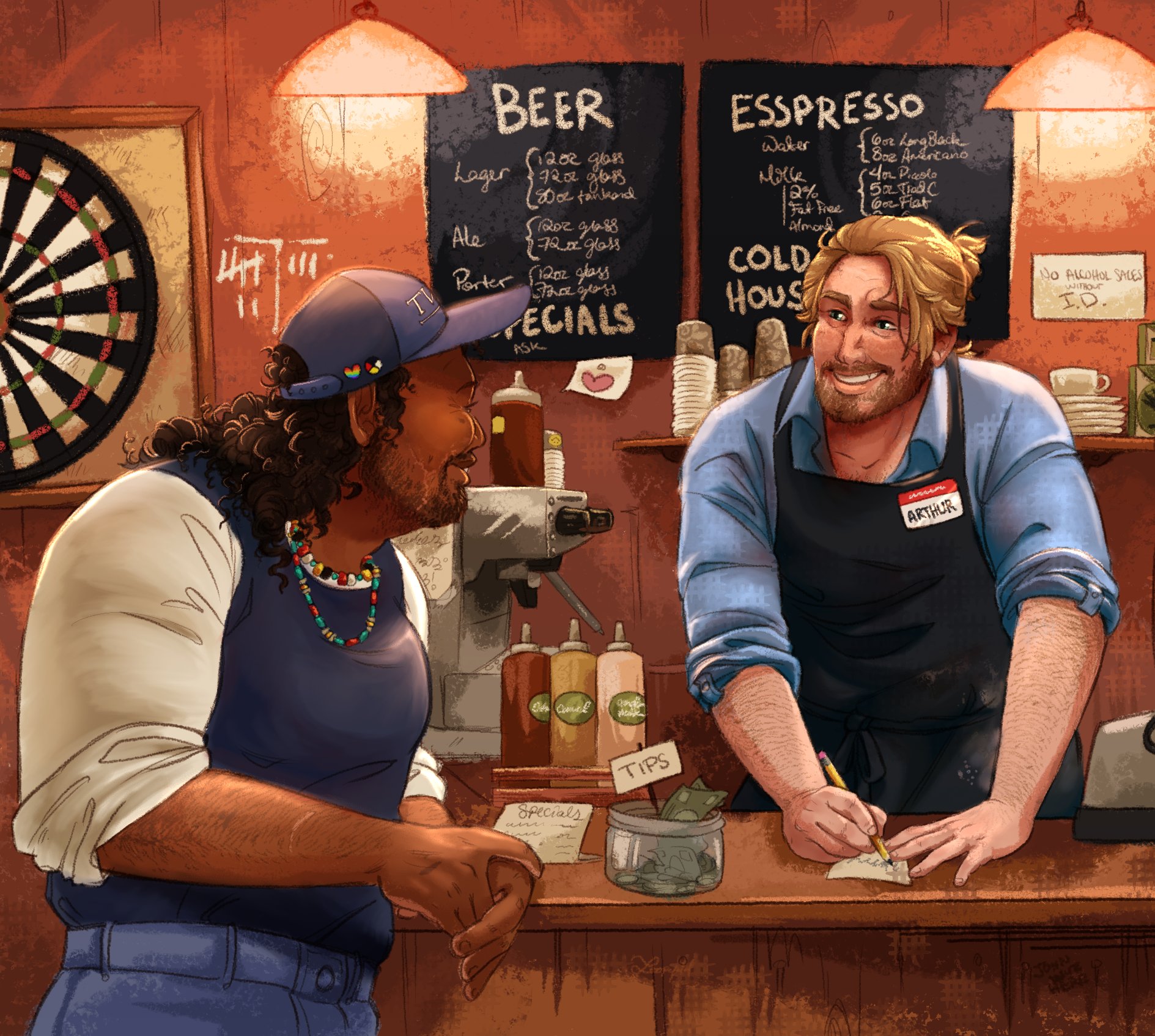 Arthur and Charles in a modern AU for an rdr2 gift exchange on tumblr