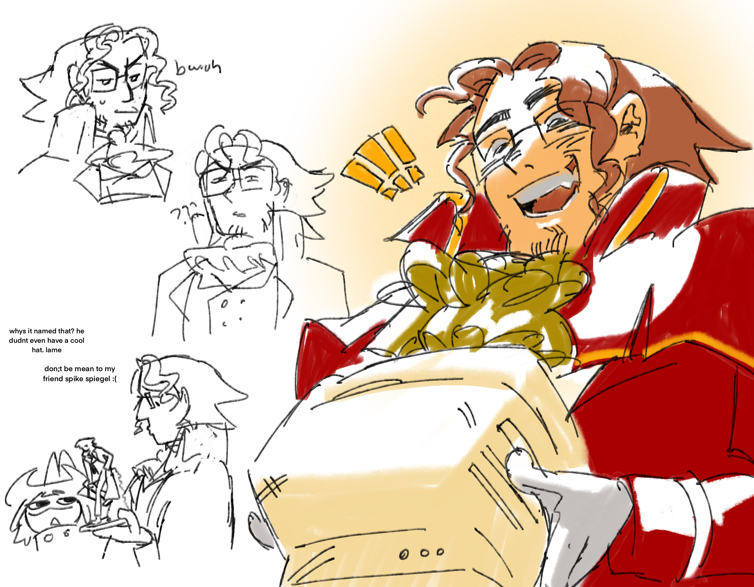 Various sketches of Hoss.