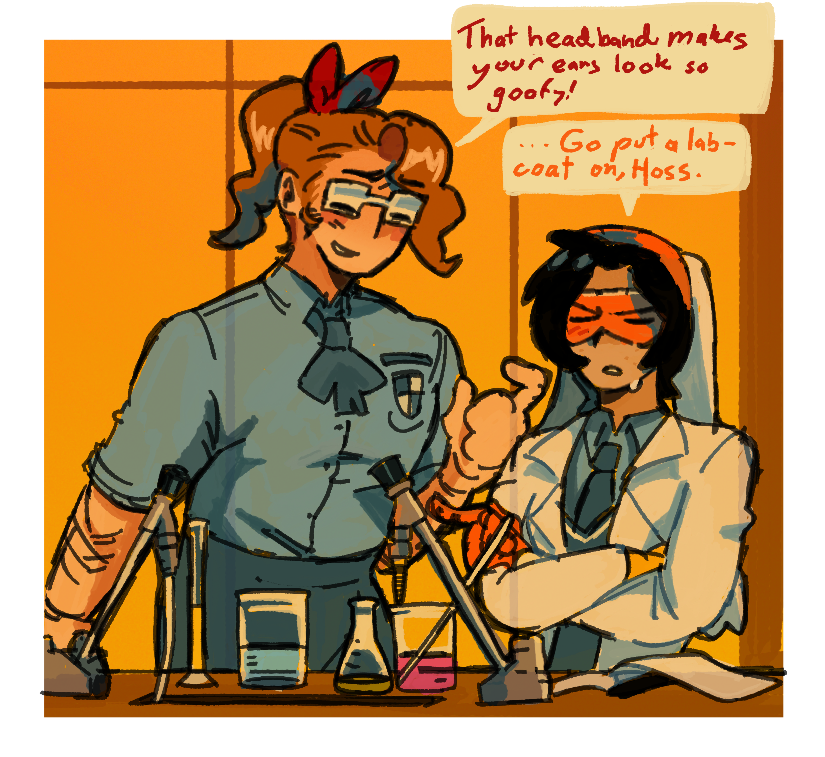 A drawing of Hoss and Kairo in high school.