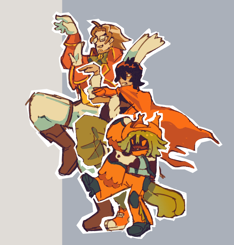 A drawing of Hoss, Kairo and Brisket as key art from Yotsuba&!.