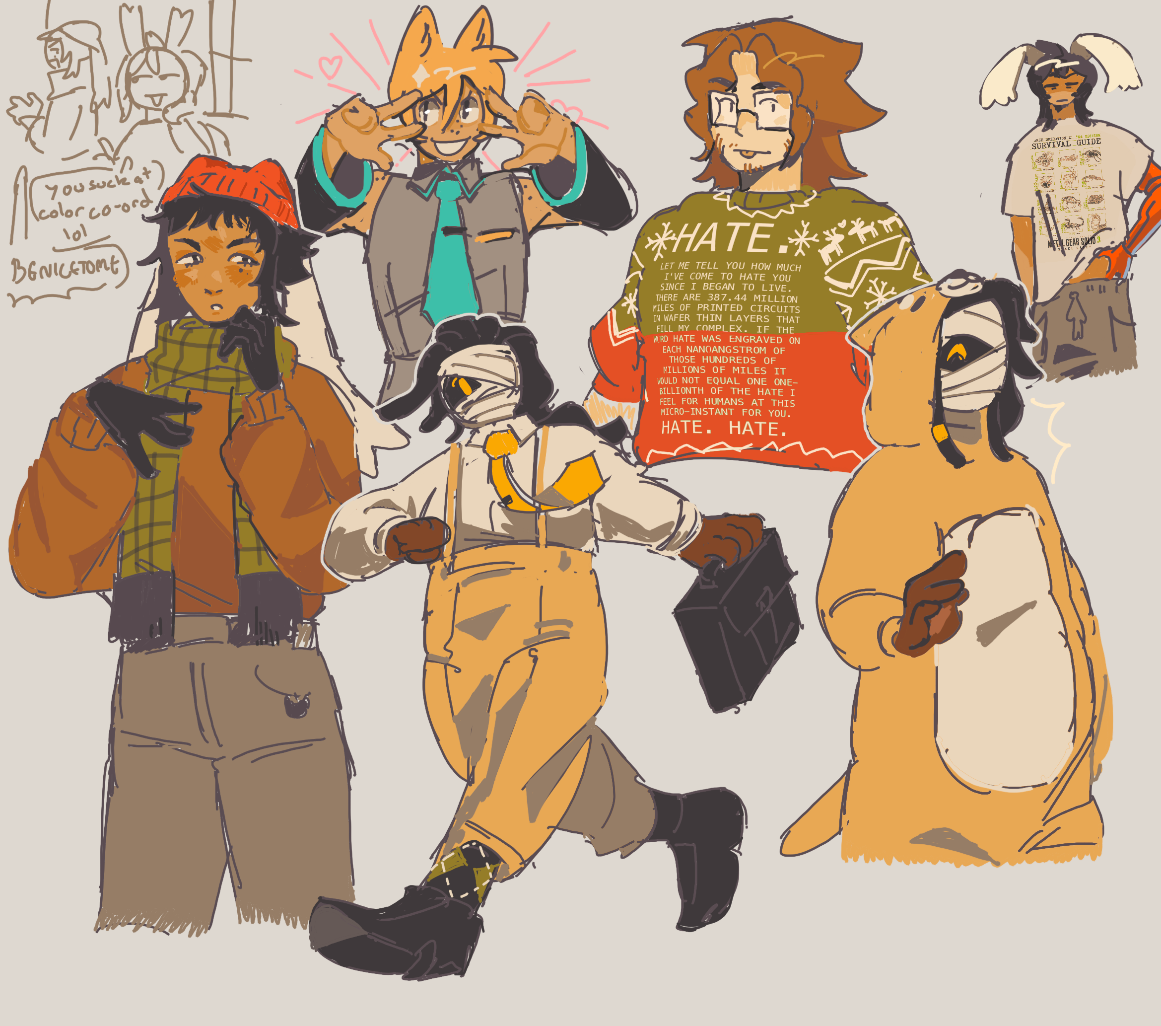 Various drawings of various characters.