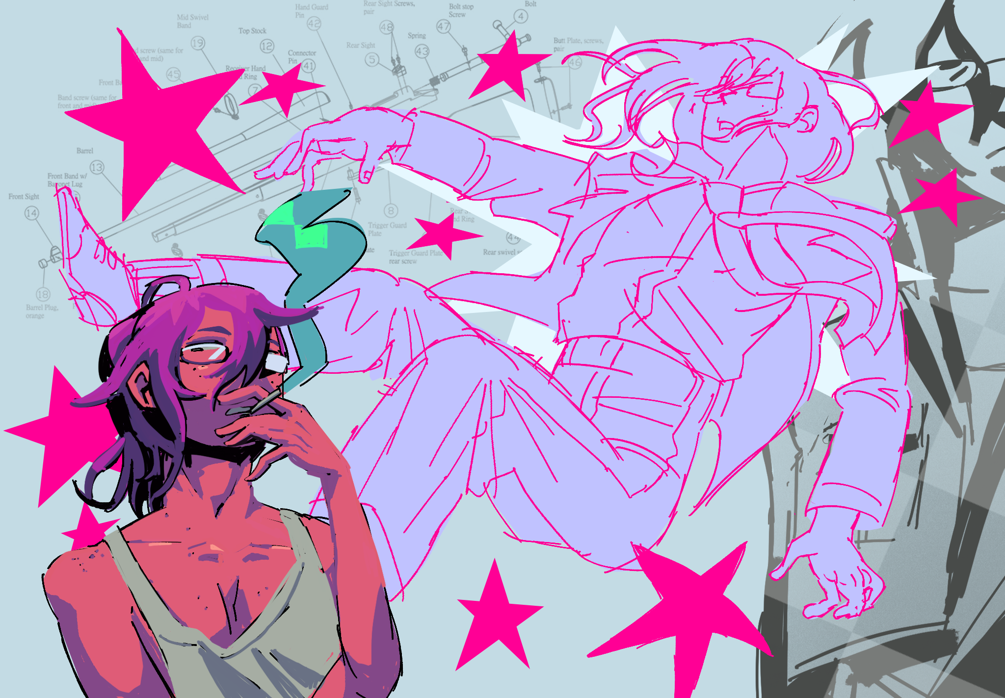 Various drawings of Penny.