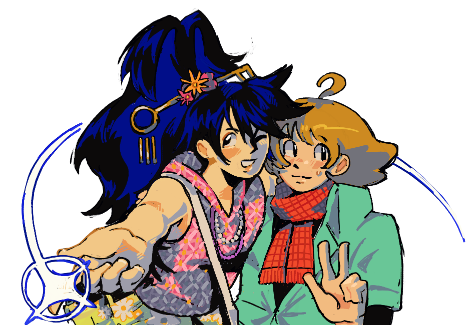 A drawing of Kay Faraday and Eustace Winner.