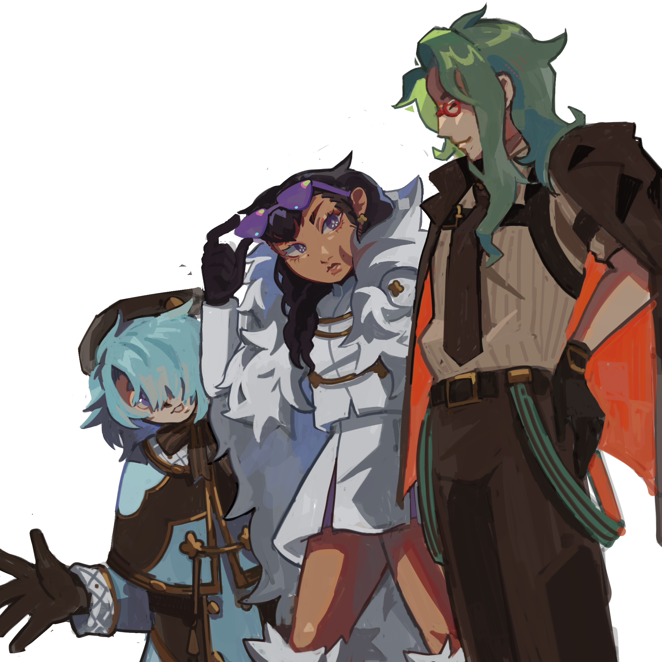 A drawing of Niko, Carmine, and Adler.