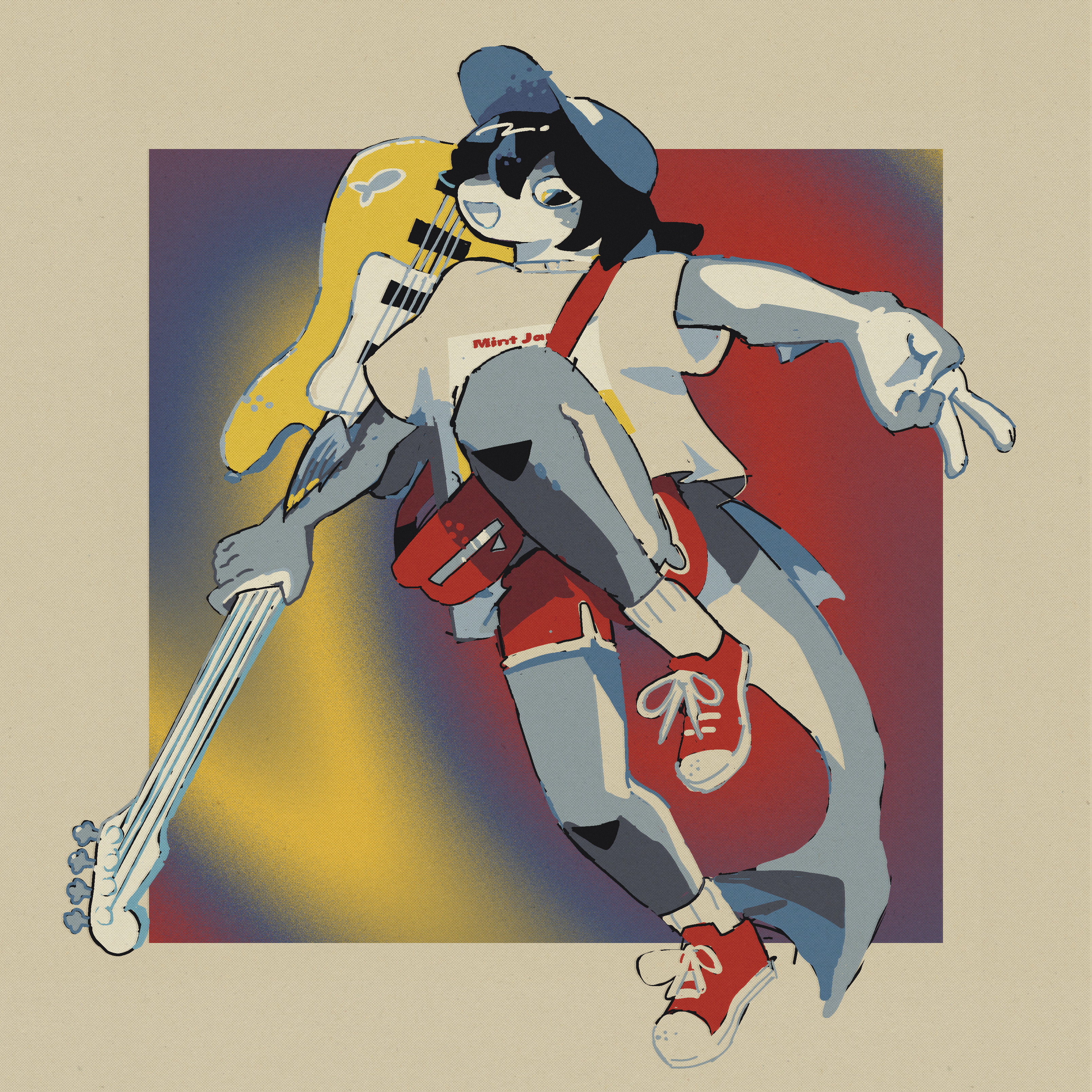 A drawing of an anthropomorphic fish girl.