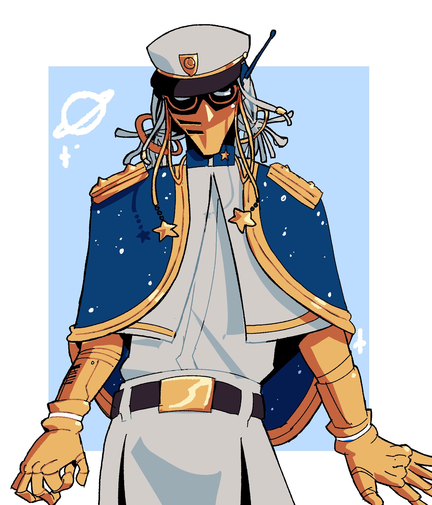 A drawing of Thaler in a space-themed outfit.