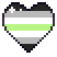 An agender pride flag in a heart shape.