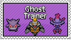 A stamp reading Ghost Trainer.
					Gengar, Mismagius, and Dusknoir pixel art bounce beneathe the text.