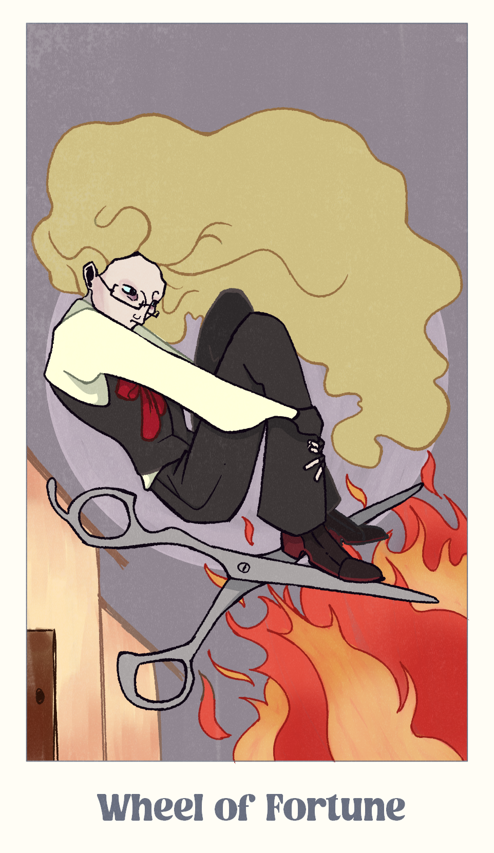 The Wheel of Fortune tarot card with Jay on it.