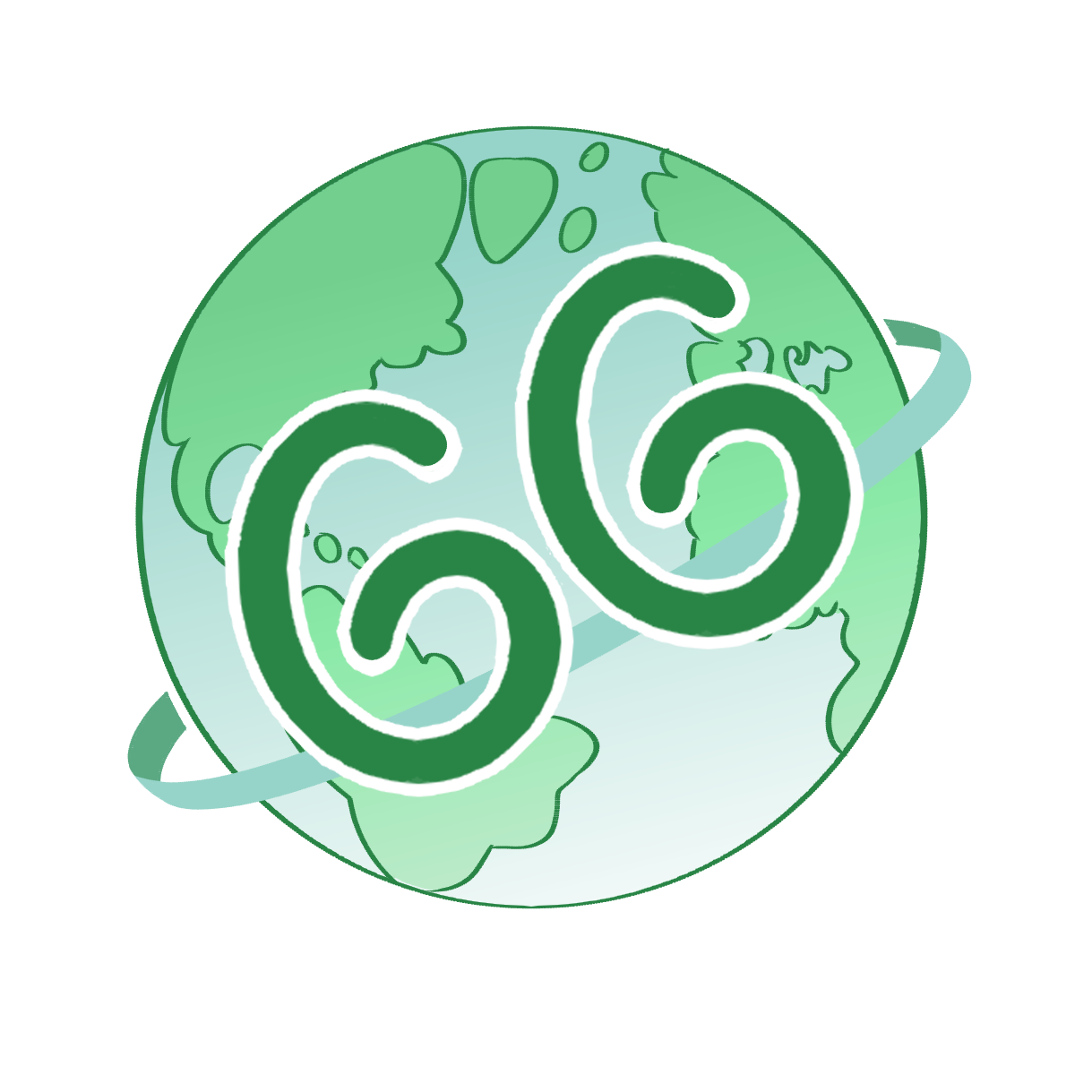 green globe with a cyan planet ring