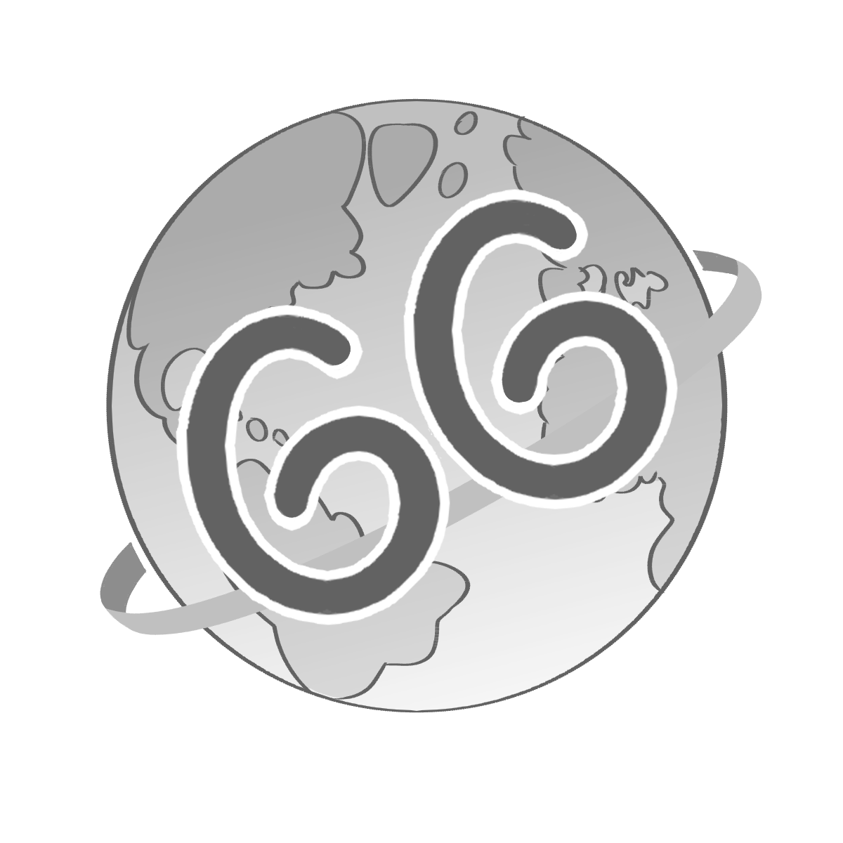 green globe logo in grayscale