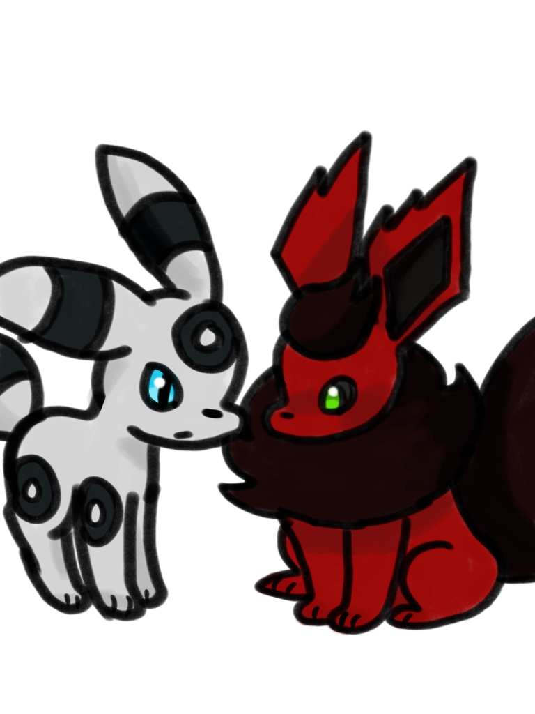 me and my friend as eevelutions :>