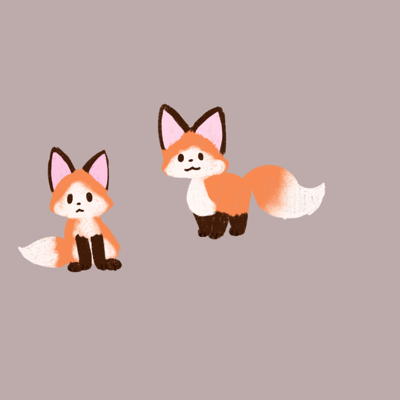 some fox doodles, quite a bit of empty space xd