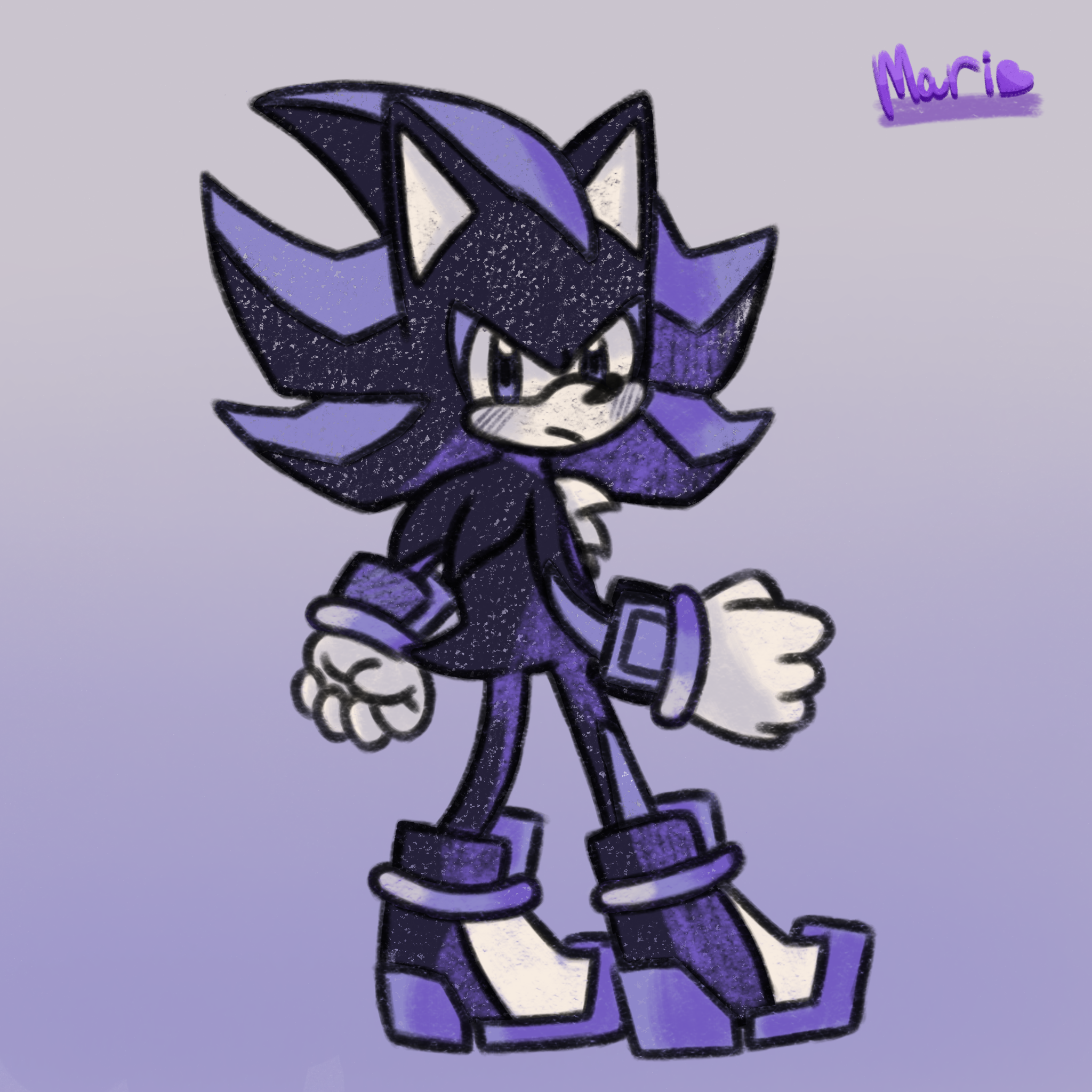 limited color pallet drawing of shadow. he almost looks like mephiles