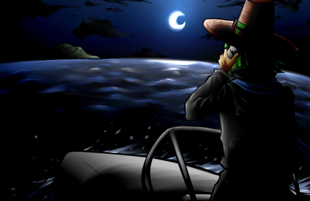 Teruya stands on a boat