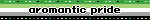 'aromantic pride' with the aromantic flag behind it