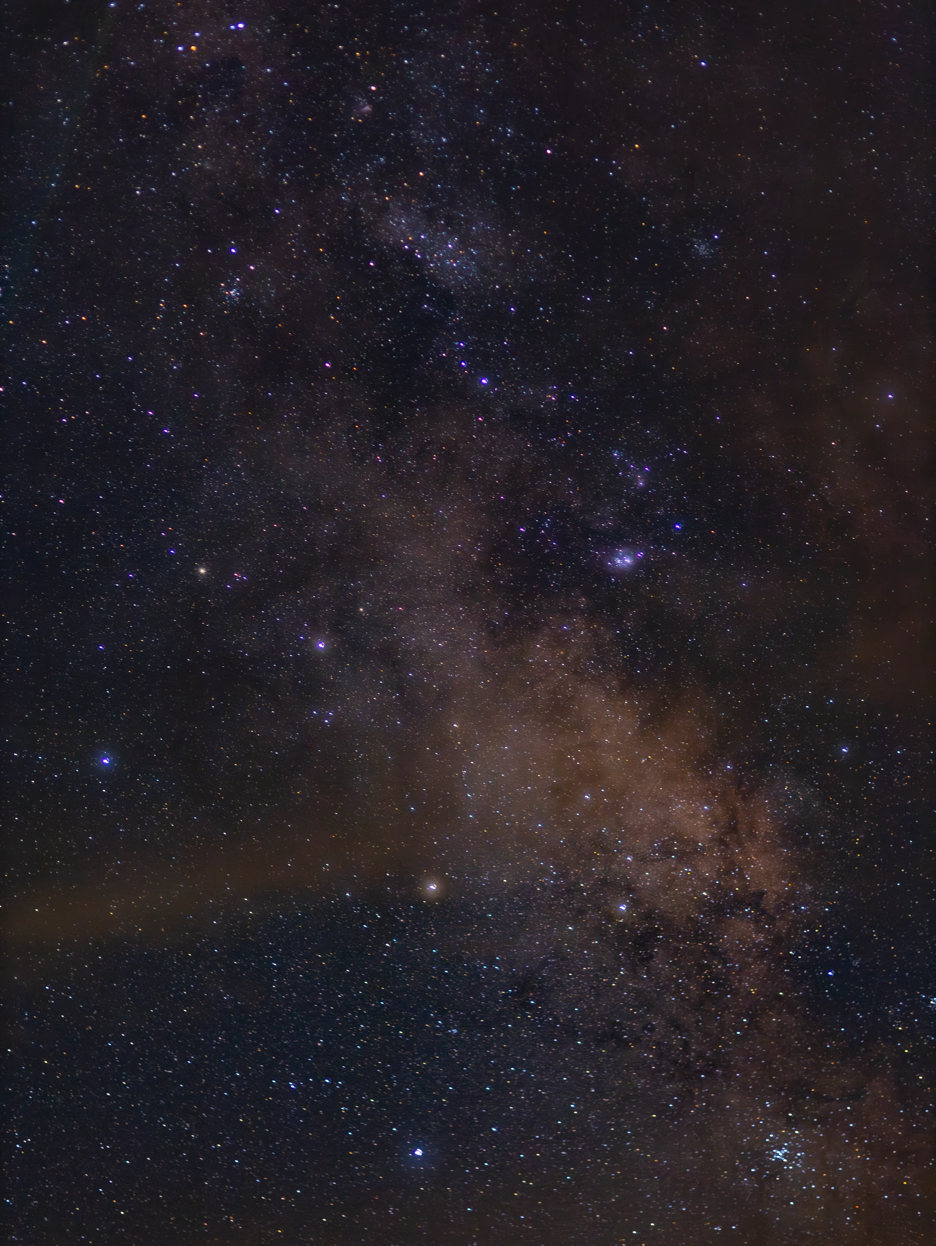 Warm galactic core and stars in a dark night sky