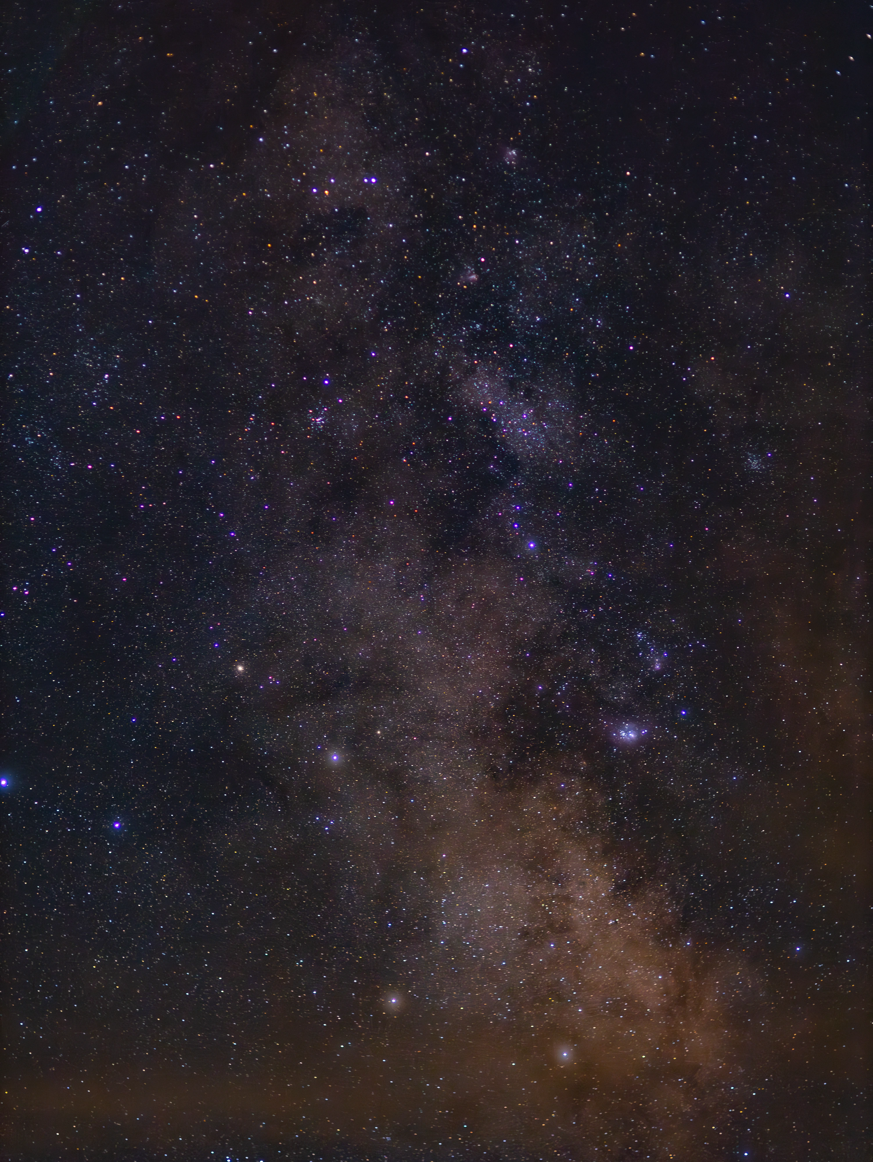 Purple and blue stars across the Milky Way