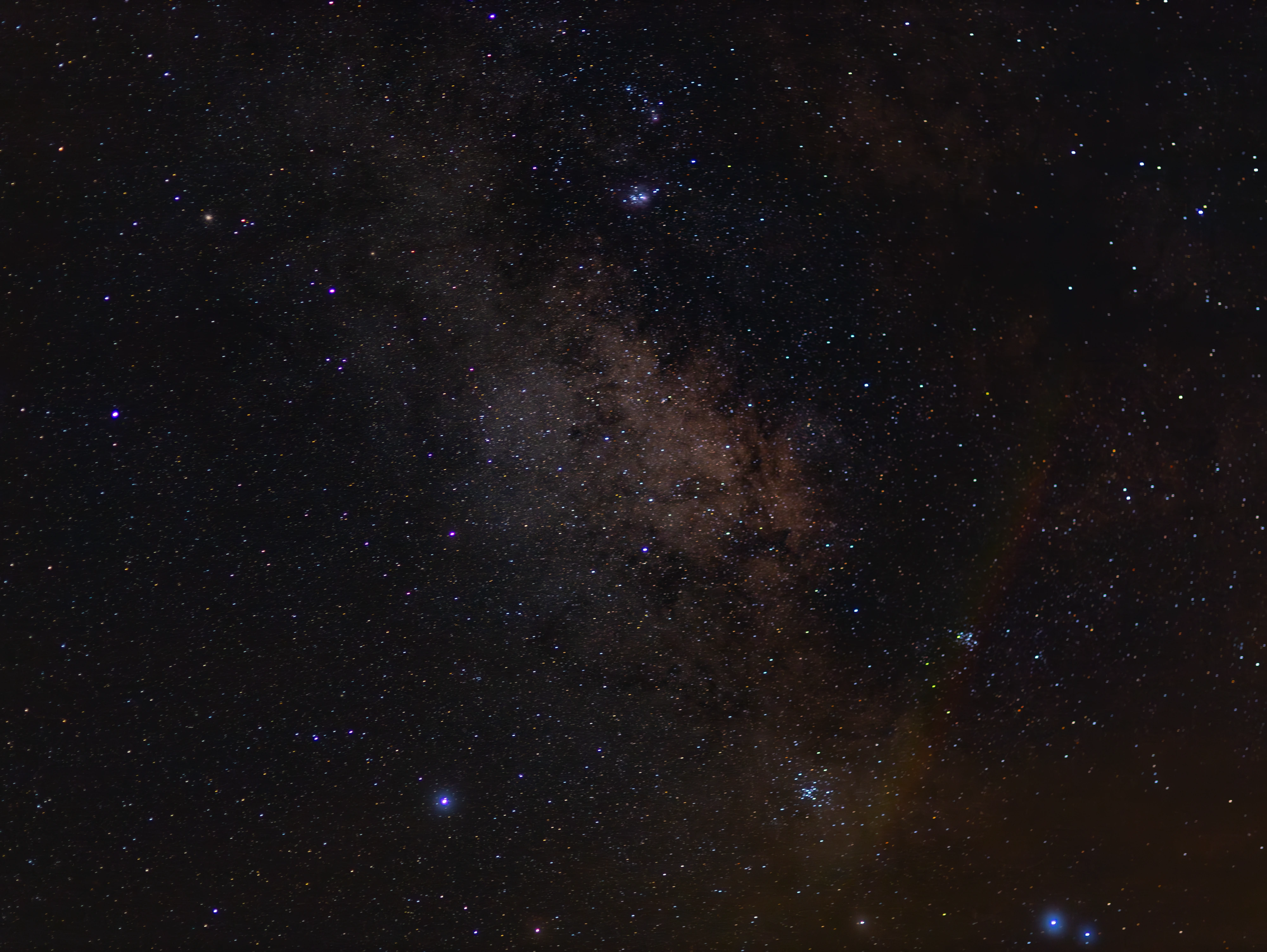 Wide star field with the Milky Way crossing the frame