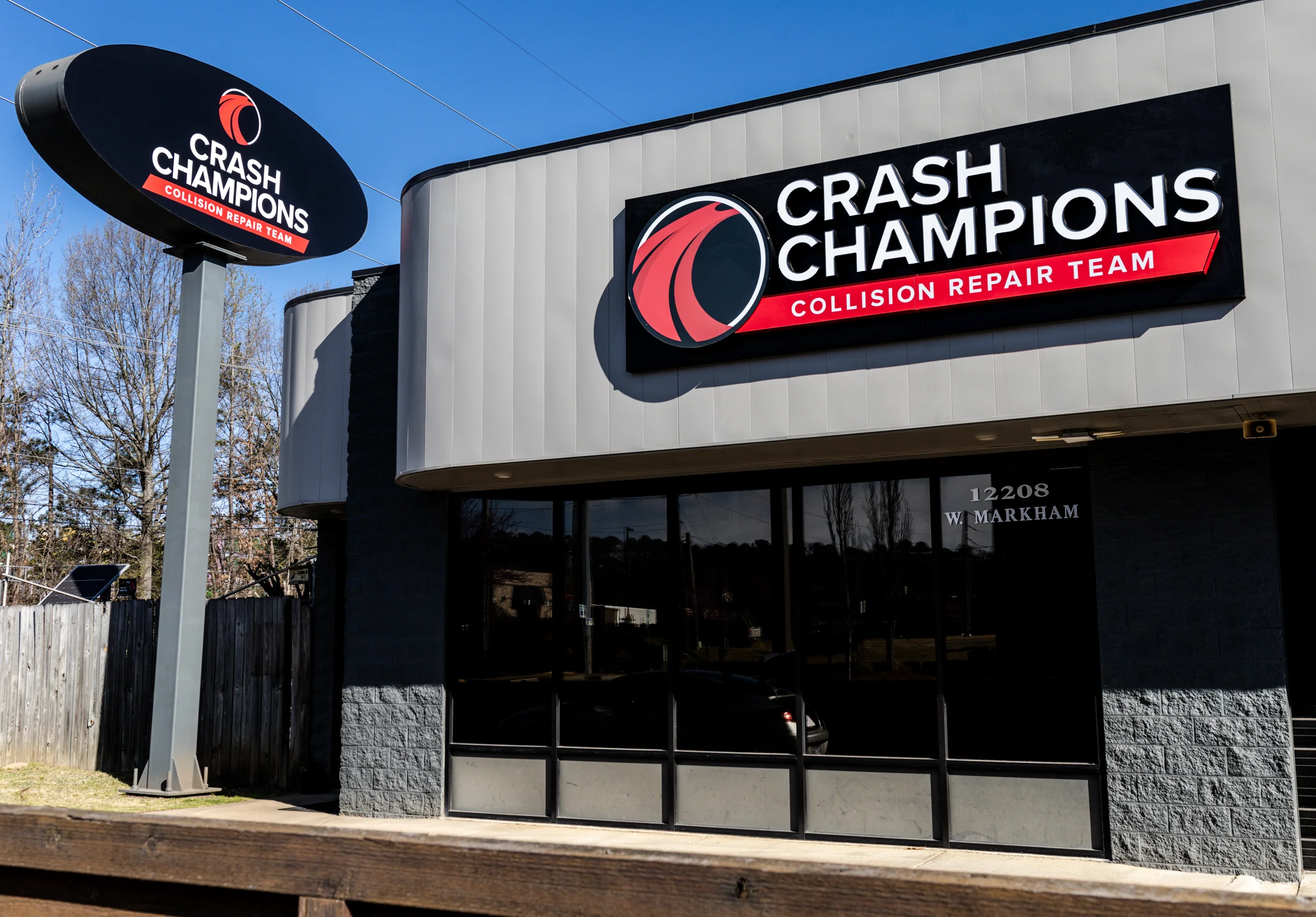Crash Champions storefront on West Markham Road in Little Rock
