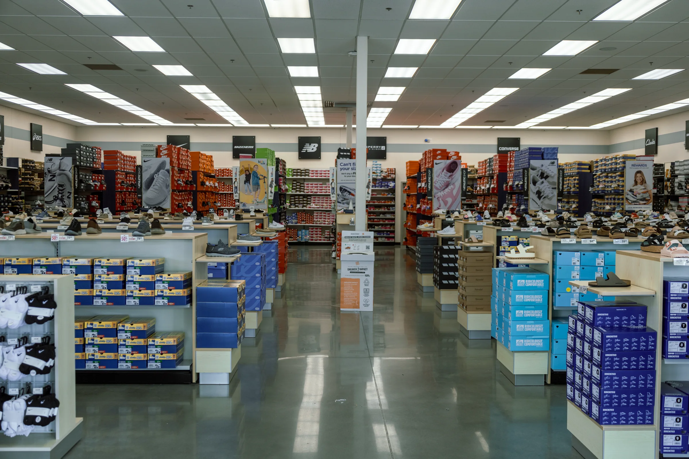 Wide interior view of a Rack Room Shoes retail floor